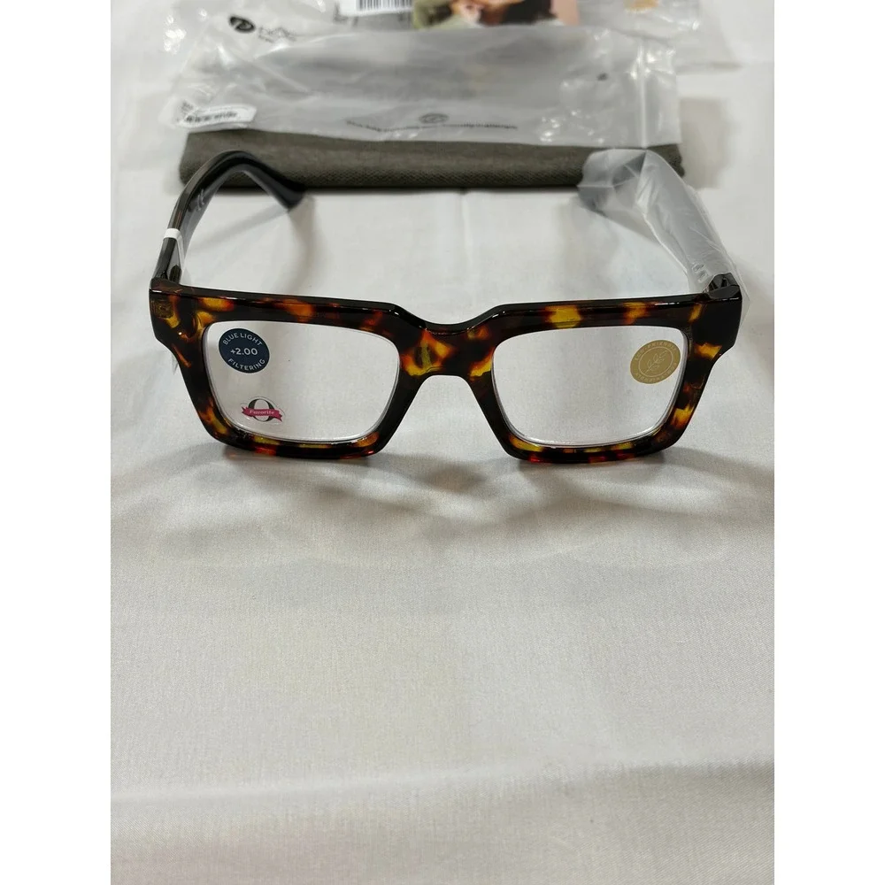 Peepers Spotlight Tortoise Square Blue Light Reading Glasses +2.00 Oprahs Fav